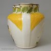 Commemorative pearlware pottery jug moulded with General Wellington and decorated with colours under the glaze, circa 1810