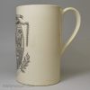 Creamware pottery mug decorated with the print 'SPORTSMANS FESTIVAL', circa 1790