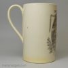 Creamware pottery mug decorated with the print 'SPORTSMANS FESTIVAL', circa 1790