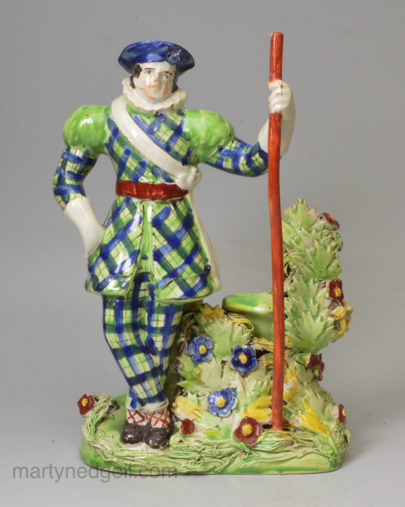 Staffordshire pearlware pottery figure of a Scotsman, circa 1820