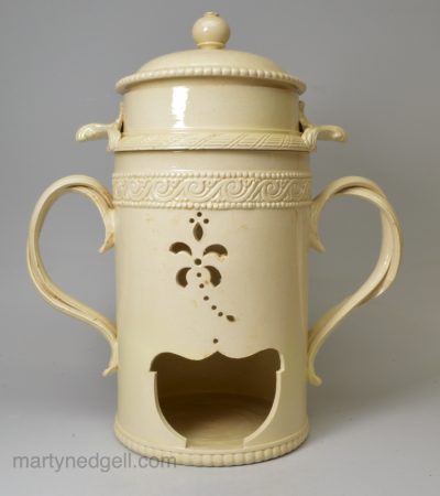 Creamware pottery food warmer, circa 1770