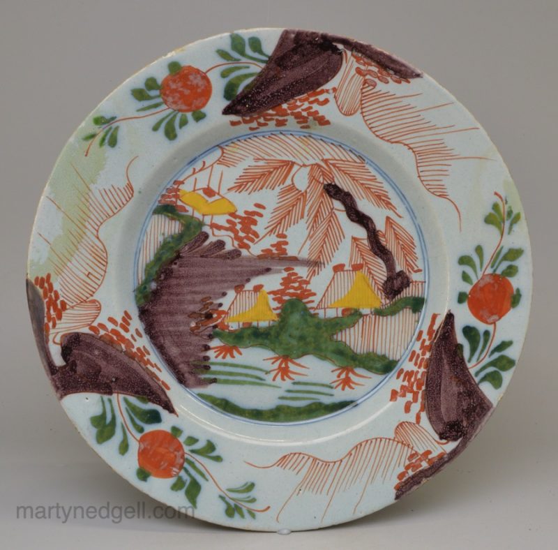 Dutch Delft polychrome plate, circa 1750