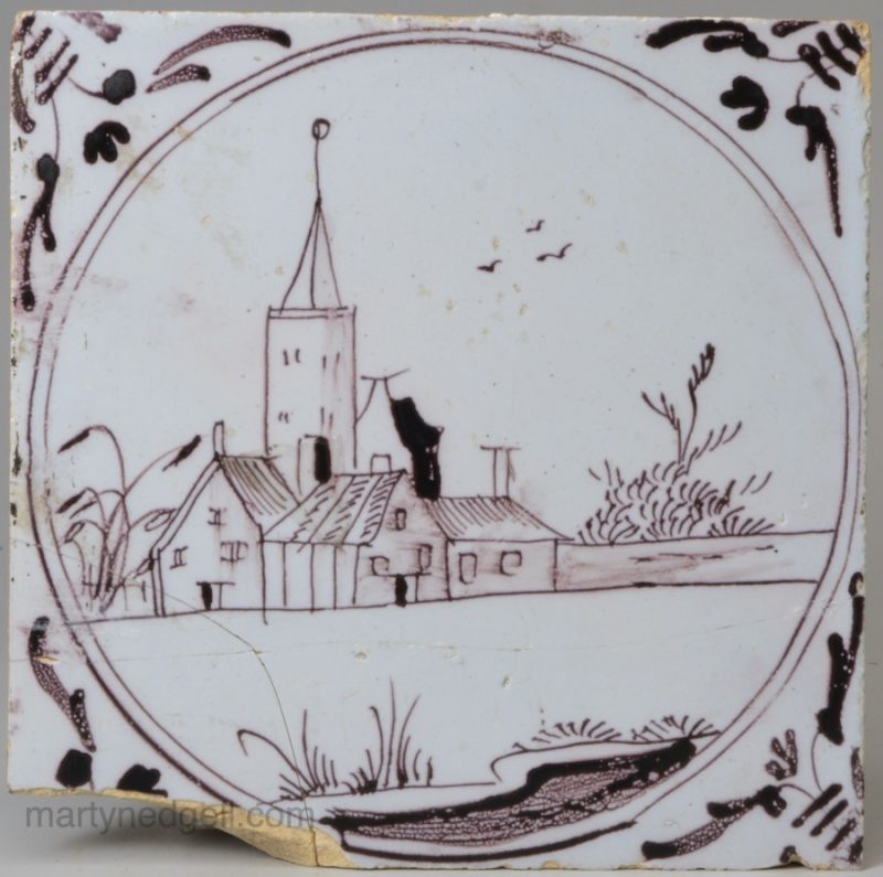 London delft tile, circa 1750