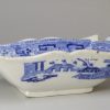 Pearlware pickle dish decorated with Willow pattern transfer print in blue, circa 1820