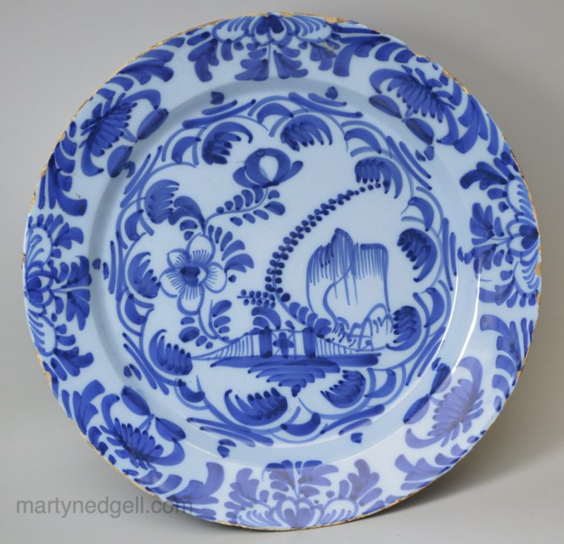 London or Bristol delft charger, circa 1740