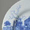 Liverpool delft plate, circa 1750 painted with figures in a rural landscape