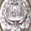 Bilston enamel plaque printed with badge of a 'Forester' of the Noble Order of Bucks, circa 1770