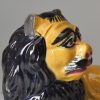 Pearlware pottery lion decorated with colours under the glaze, circa 1820 possibly Scottish Pottery