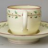 Wedgwood creamware pottery two handled cup and saucer, circa 1790