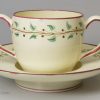 Wedgwood creamware pottery two handled cup and saucer, circa 1790