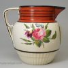 Creamware pottery jug painted with flowers, circa 1800, Wilson Pottery Staffordshire