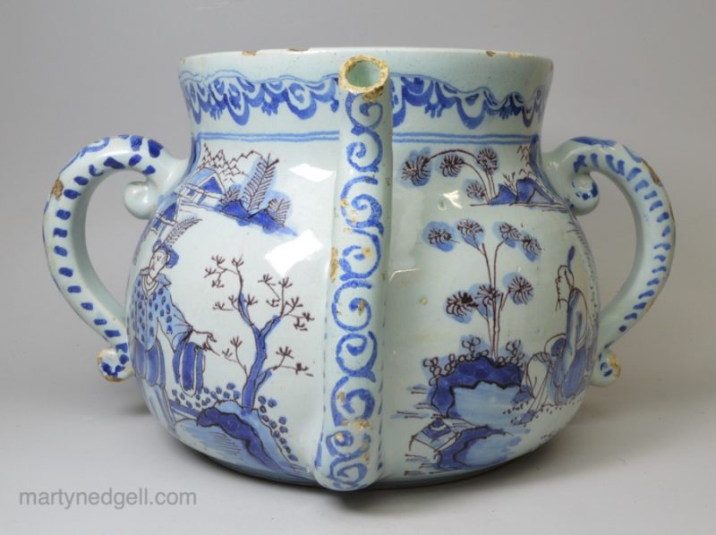 Large London delft posset pot, circa 1680