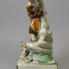 Staffordshire pearlware pottery figure of musicians decorated with colours under the glaze, circa 1790