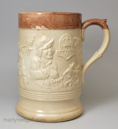 Pearlware pottery tavern quart tankard, circa 1880