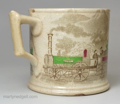 Pearlware pottery Railway mug 'FURY', circa 1850