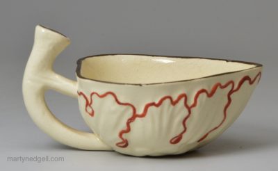 Creamware pottery butter boat, circa 1780