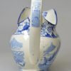 Pearlware pottery cream jug decorated with a blue transfer print under the glaze, circa 1820