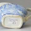 Pearlware pottery cream jug decorated with a blue transfer print under the glaze, circa 1820