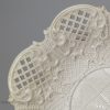 Large pierced Staffordshire white saltglaze stoneware dish, circa 1760