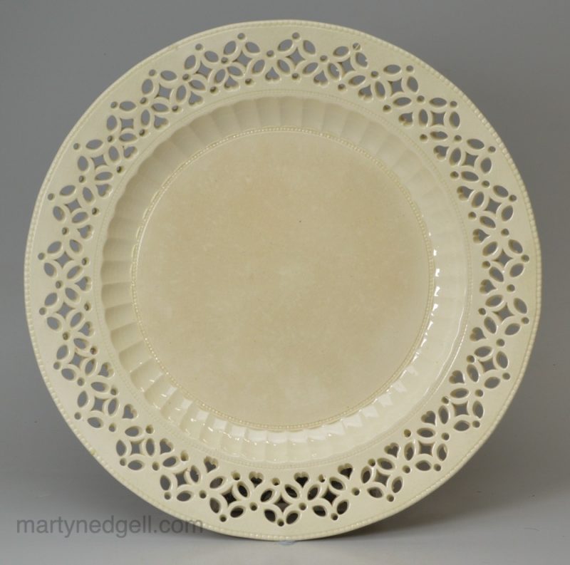 Creamware pottery pierced plate, circa 1780