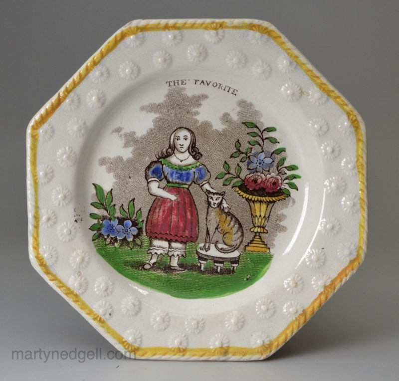 Pearlware pottery child's plate 'THE FAVORITE', circa 1830