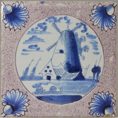 London delft tile, circa 1740