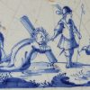 Dutch Delft biblical tile, Christ carrying the cross, circa 1750