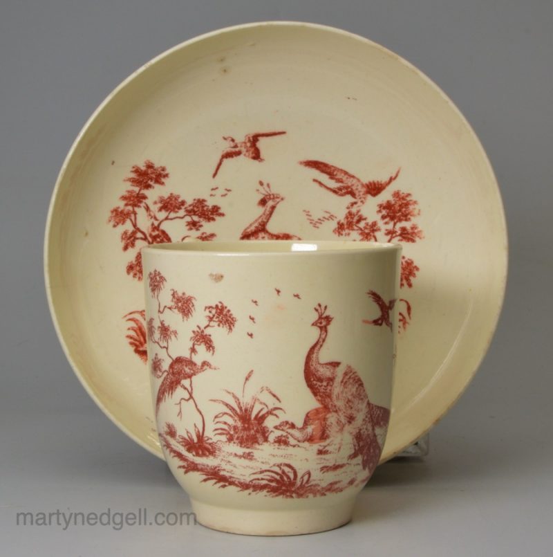 Creamware pottery coffee cup and saucer, circa 1770