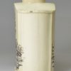 Creamware pottery tea canister printed with the tea party and a shepherd, circa 1770 possibly Wedgwood