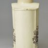 Creamware pottery tea canister printed with the tea party and a shepherd, circa 1770 possibly Wedgwood