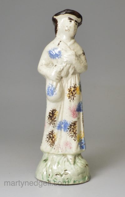 Pearlware pottery figure decorated with colours under the glaze, circa 1790