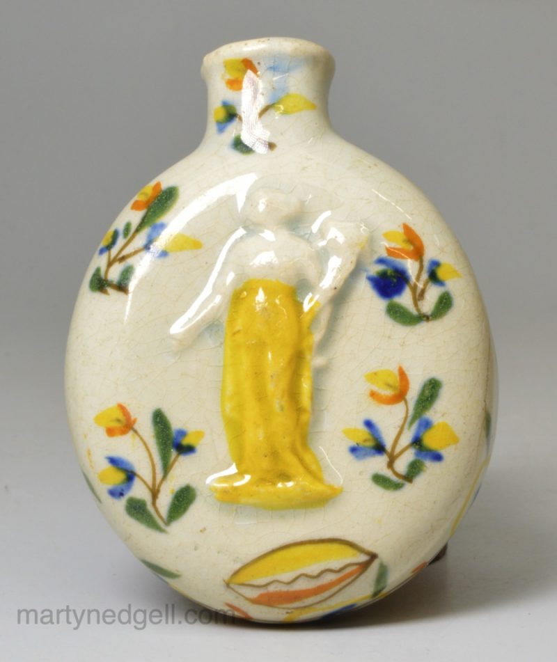 Prattware pottery scent bottle, circa 1800