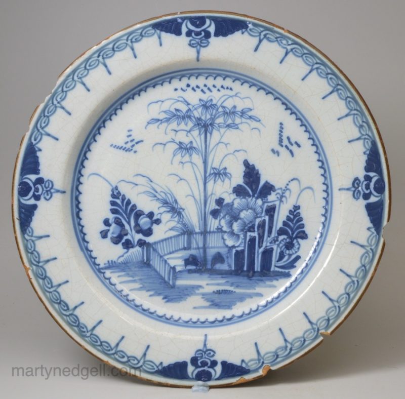 London delftware plate, circa 1770