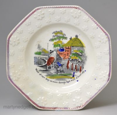 Pearlware pottery child's plate, circa 1840