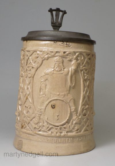 German saltglaze stoneware ½ litre tankard, circa 1880