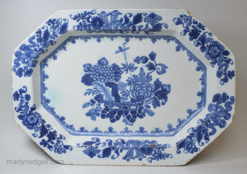 Large Dublin delft platter, circa 1750