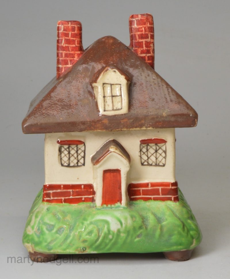 Pearlware pottery cottage pastille burner, circa 1820