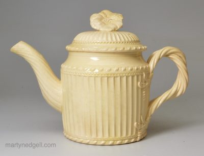 Small creamware pottery teapot, circa 1765, possibly Yorkshire