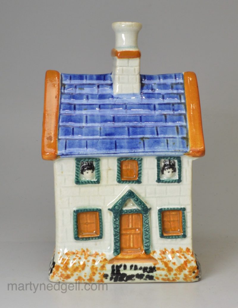 Prattware pottery house money bank, circa 1820