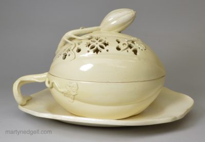 Creamware pottery melon shaped tureen, circa 1780