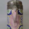 German tin glaze pottery tankard with pewter lid dated 1755