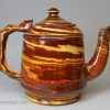 Harriet Clapton's agate slipware teapot, circa 1860, probably Halifax