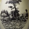 Creamware pottery serving jug printed with 'HODGE and RALPH' and a hunting scene, circa 1790