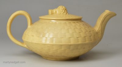 Wedgwood smear glazed cream stoneware teapot, circa 1820