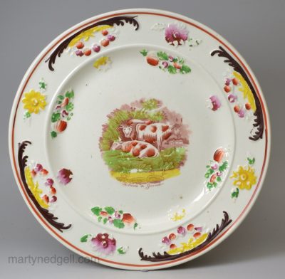 Pearlware pottery plate decorated with a print made for the Mexican market, circa 1820, Adams Pottery, Staffordshire