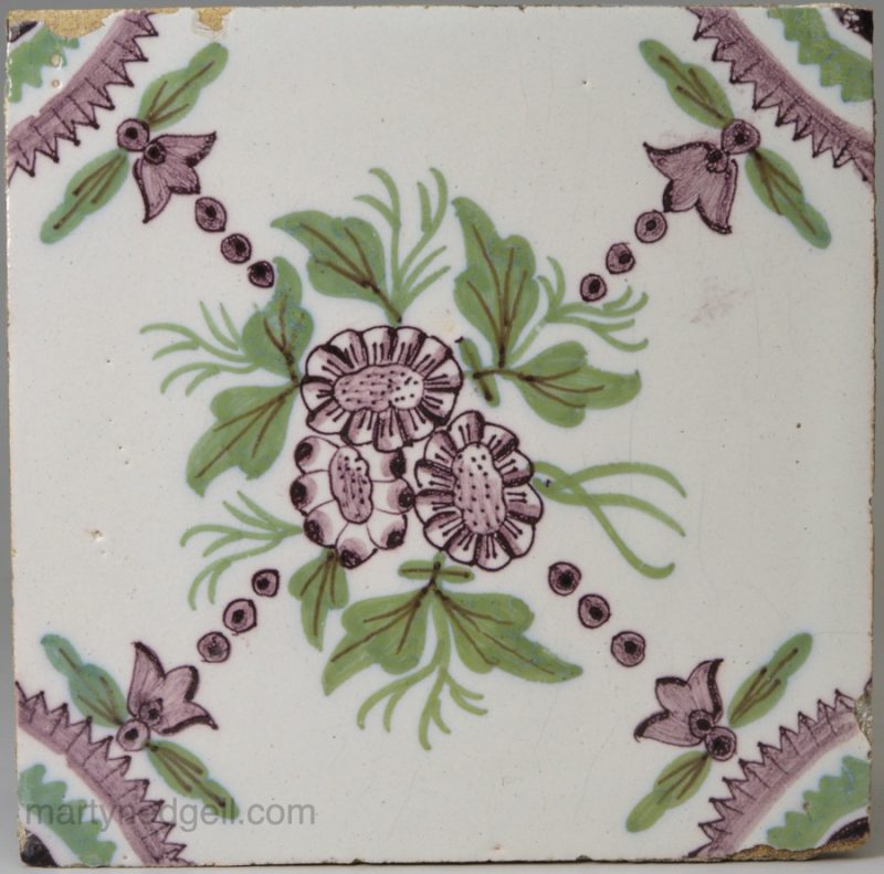 Dutch Delft tile, circa 1740