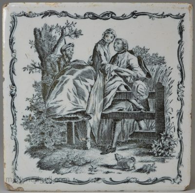 Liverpool delft signed Sadler printed tile, circa 1765