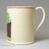 Creamware pottery commemorative mug 'THE NARROW ESCAPE OF BONEY THROUGH A WINDOW', circa 1815