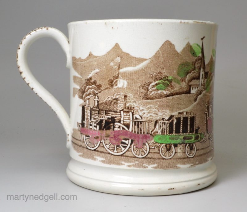 Pearlware pottery Railway mug 'EXPRESS', circa 1850