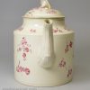 Creamware pottery teapot decorated with overglaze enamels, circa 1770